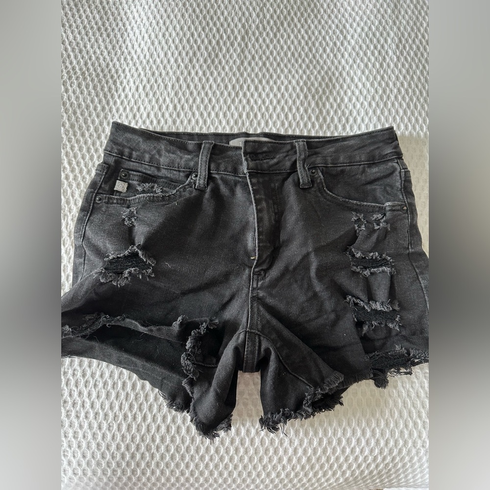 Black Ripped Jean Shorts